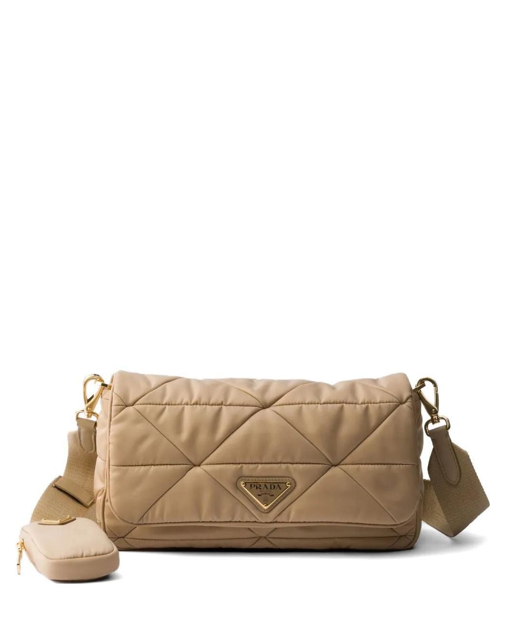 Prada Natural Padded Re-Nylon Shoulder Bag