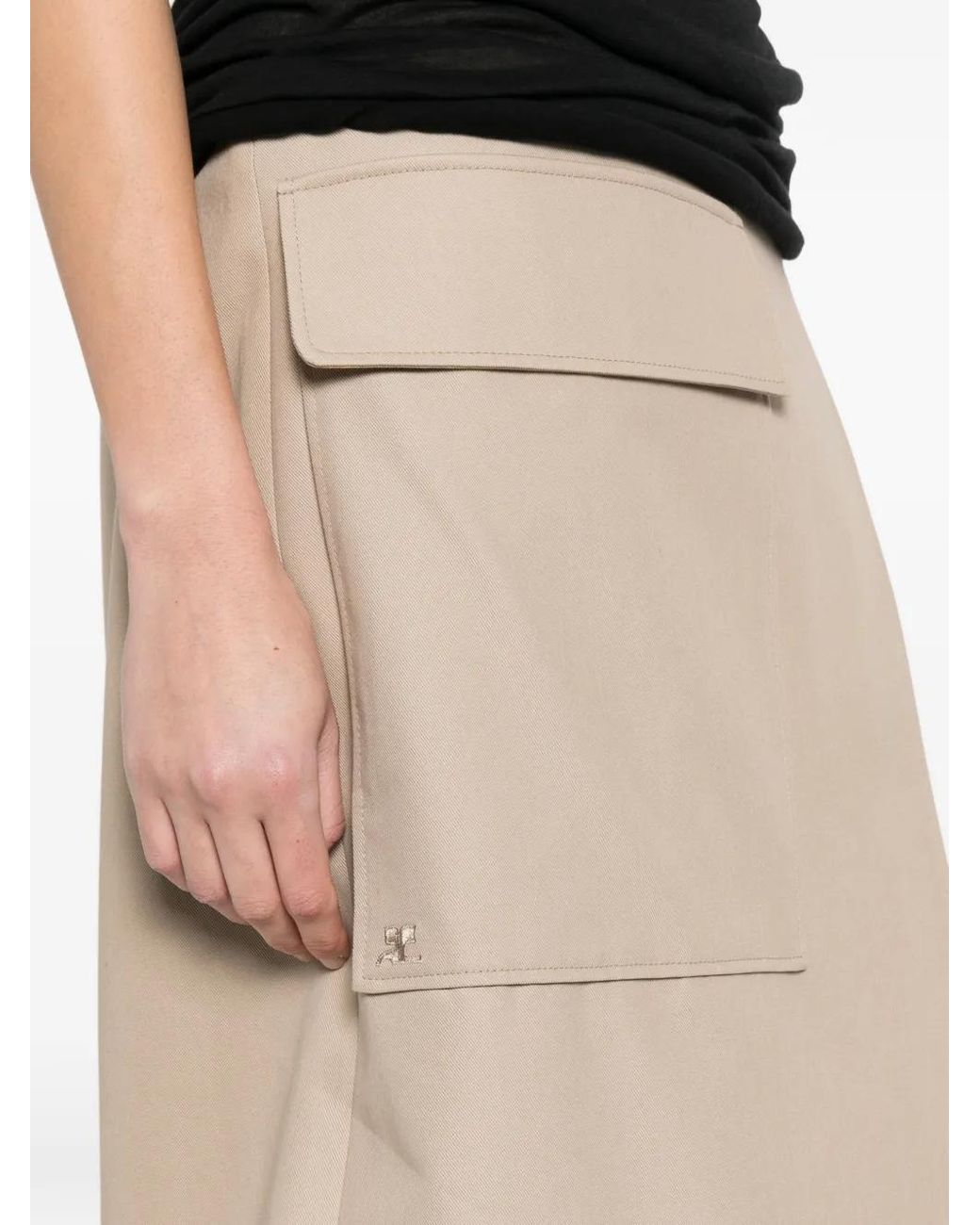 Courreges Natural Pocket Belted Midi Skirt