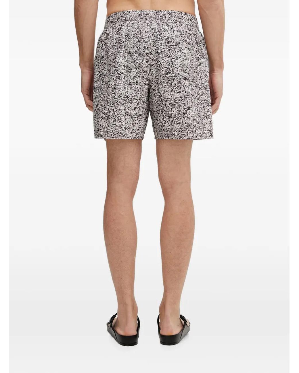 Lacoste Gray Abstract-Print Swim Shorts for men