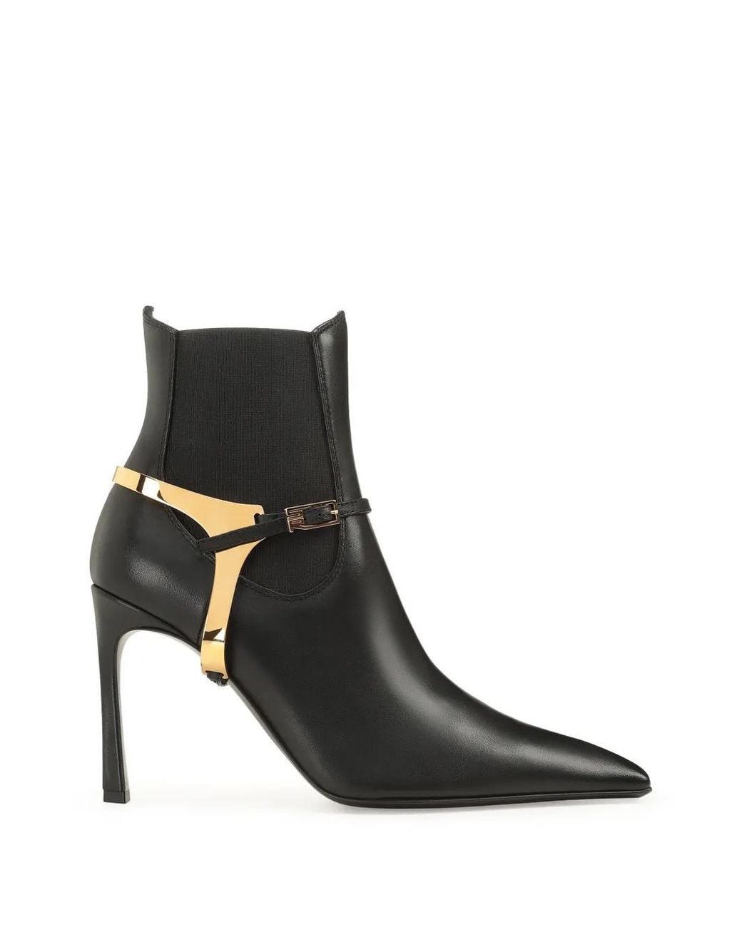 Sergio Rossi Black Spur Buckled Leather Ankle Boots