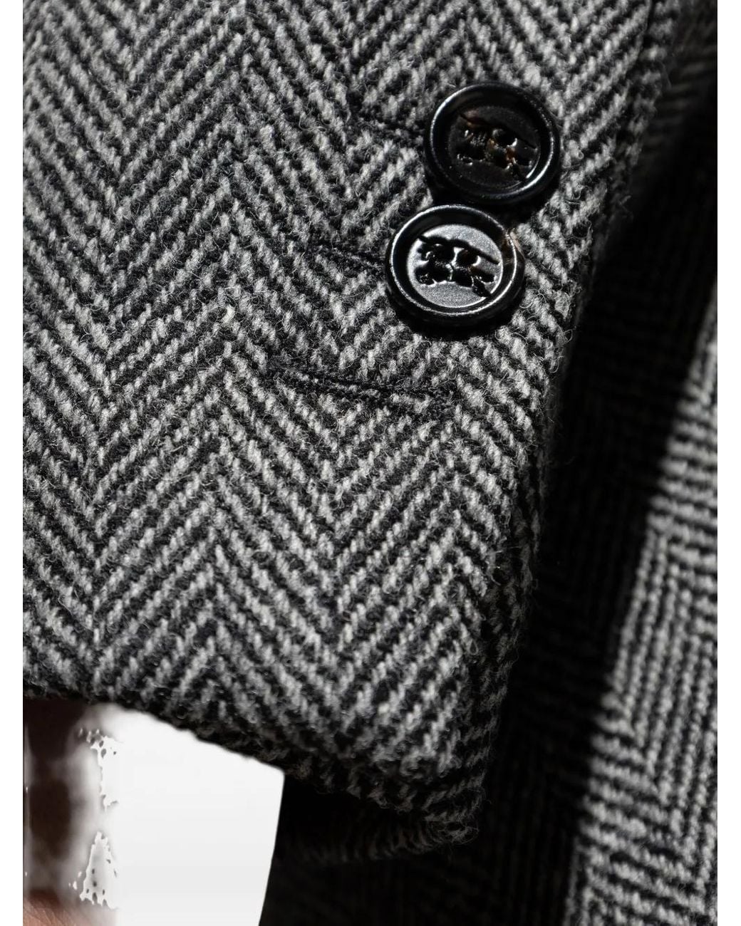 Burberry Gray Herringbone Pattern Coat for men