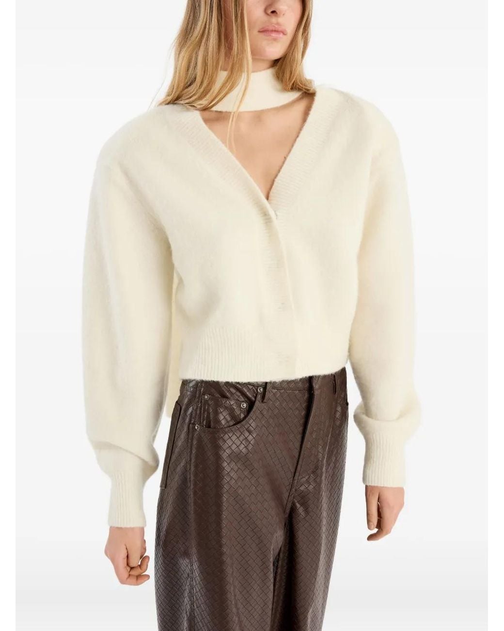 ROTATE BIRGER CHRISTENSEN White Cardigan Mit Schalkragen