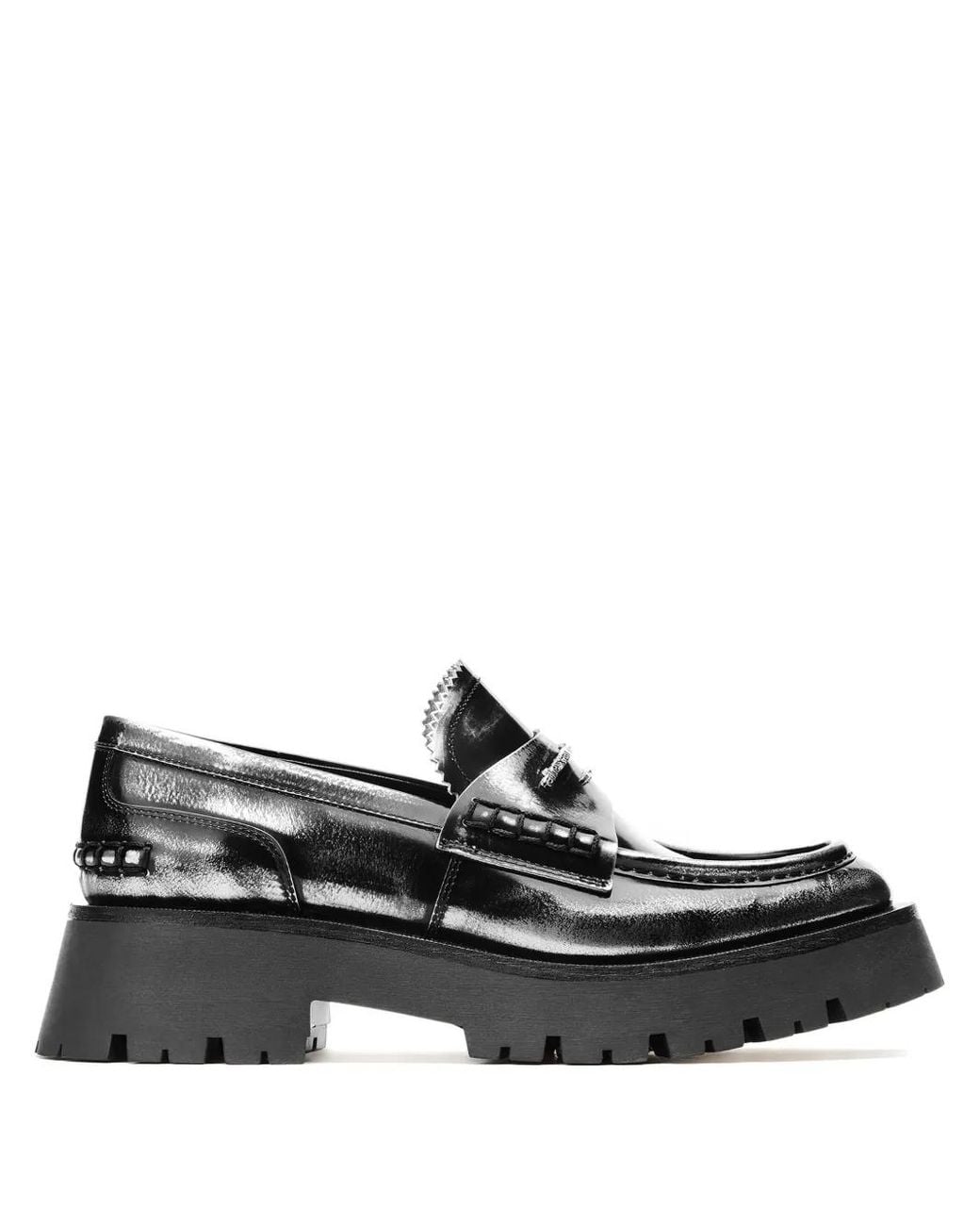 Alexander Wang Black Lug-Sole Logo-Plaque Loafers