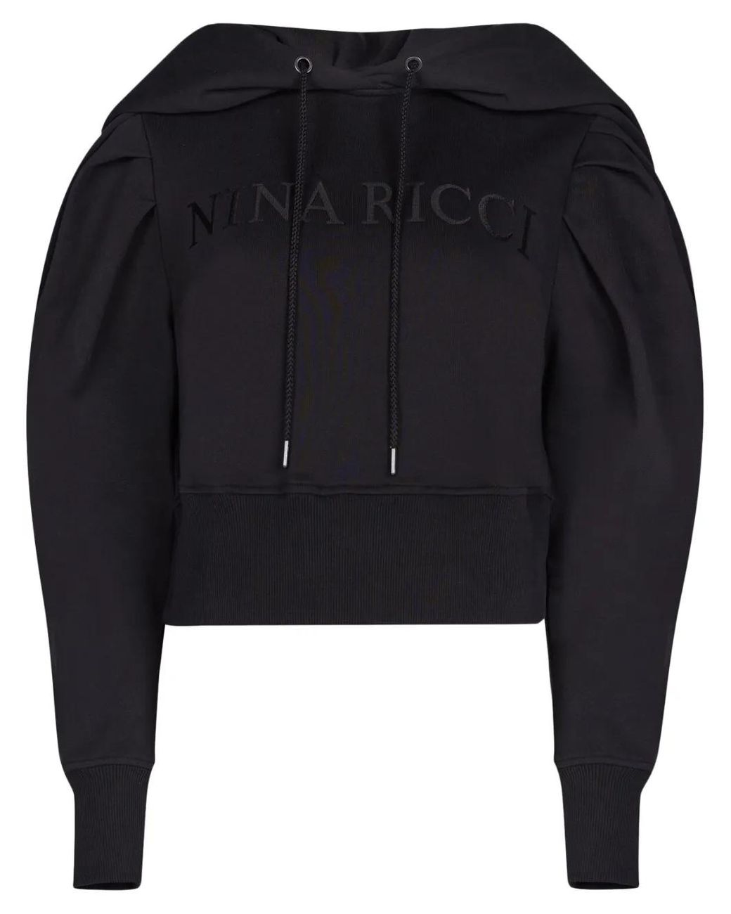Nina Ricci Black Logo-Embroidered Cotton Hoodie