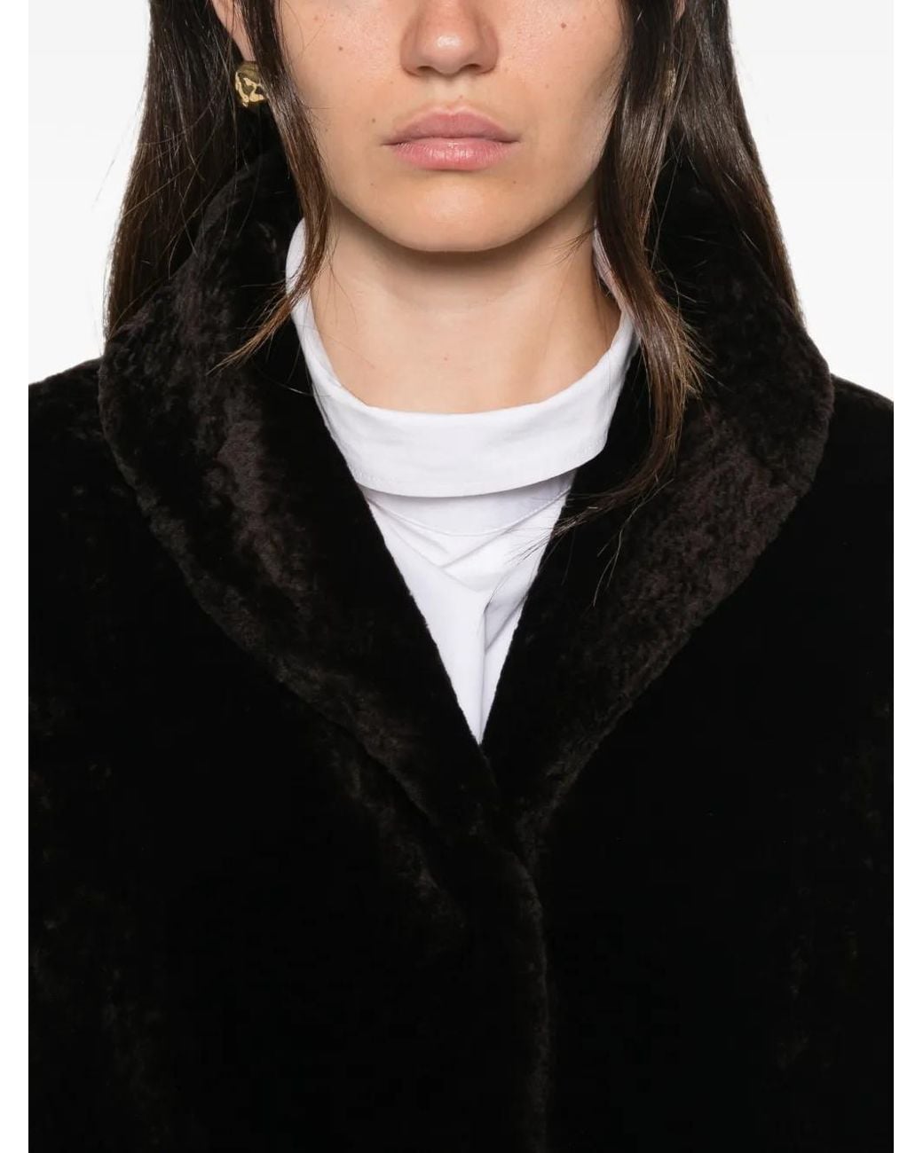 Rohe Black Shearling Shawl-Collar Coat