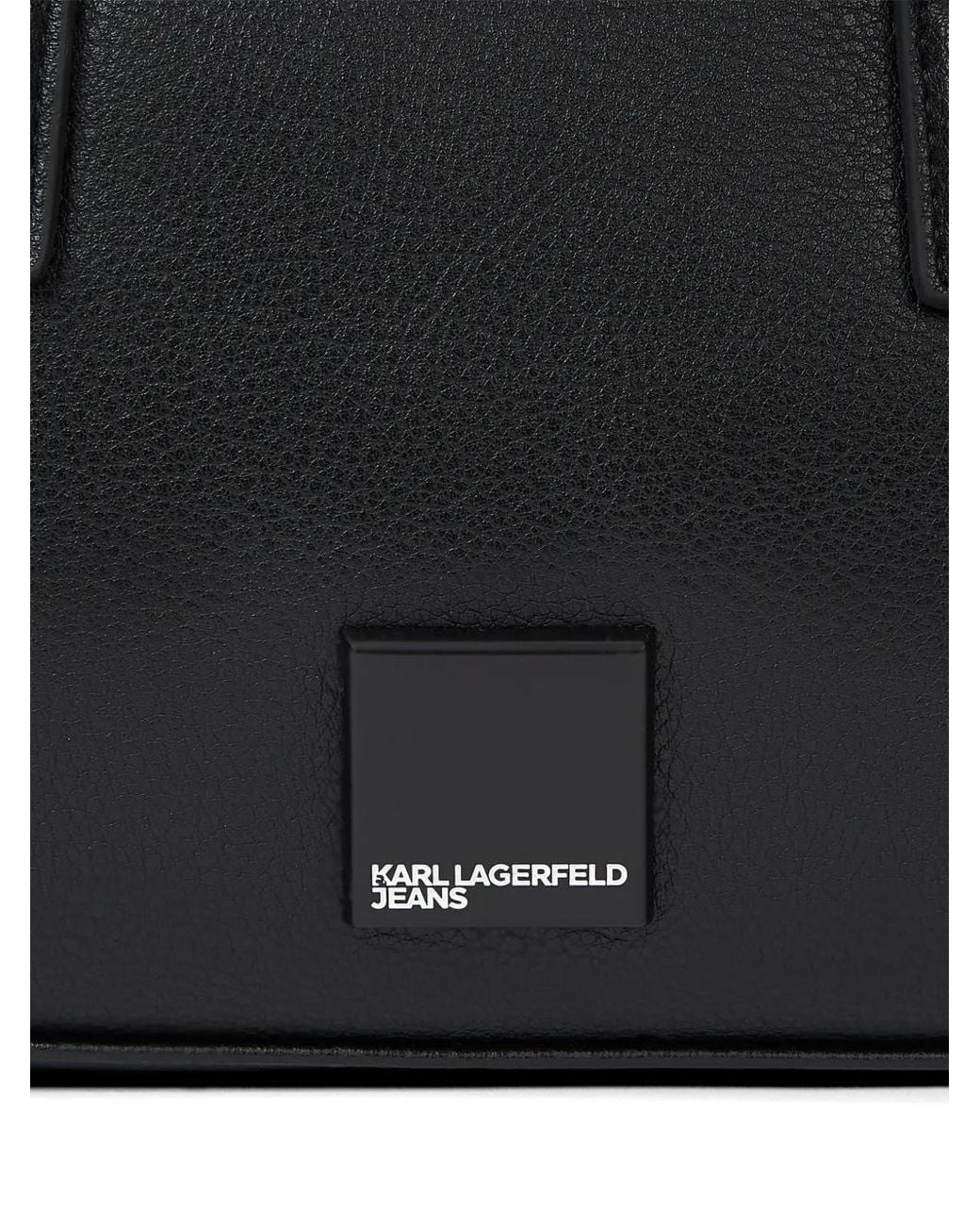 Karl Lagerfeld Black Logo-Patch Bowling Bag