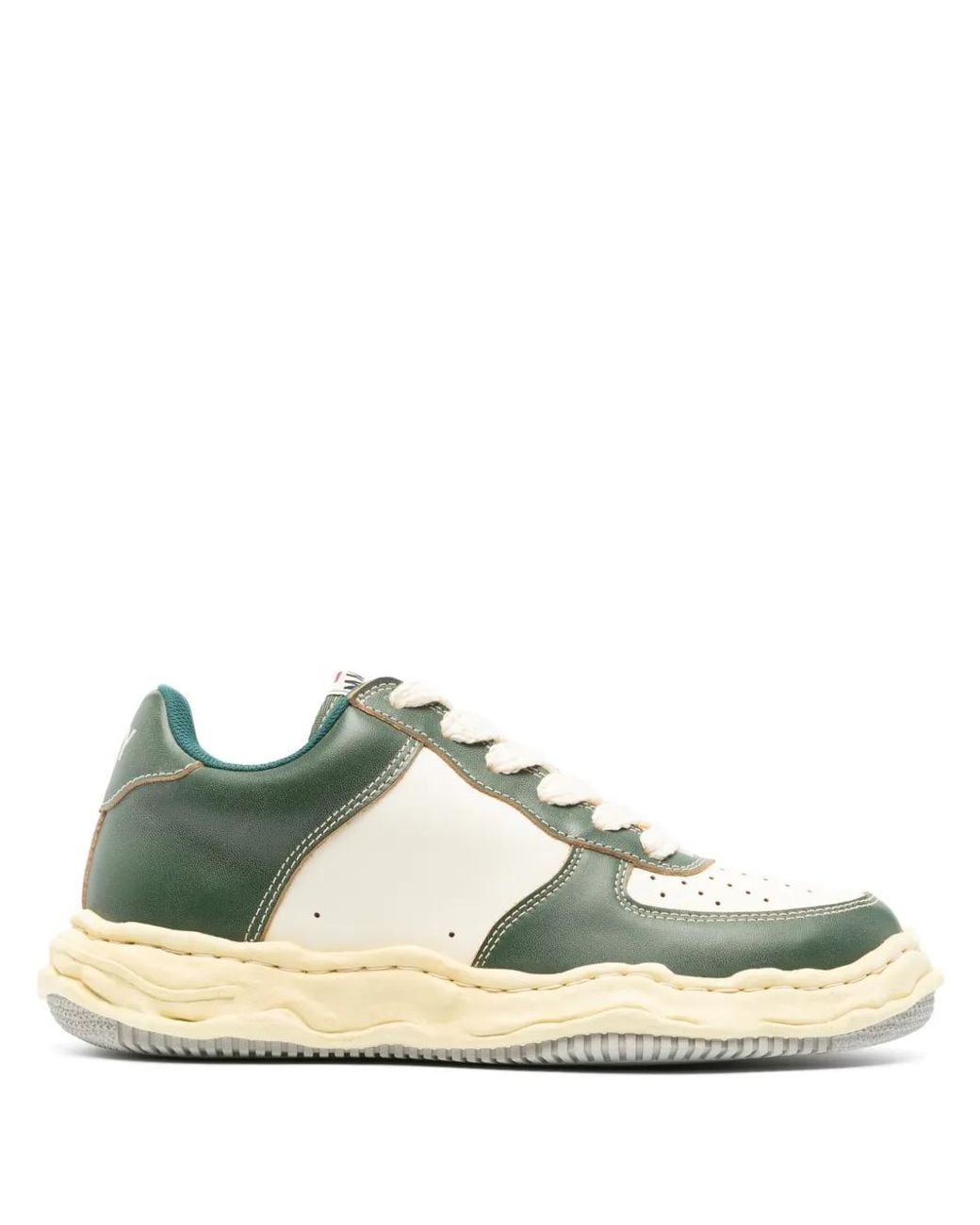 Maison Mihara Yasuhiro Green Wayne Panelled Leather Sneakers for men