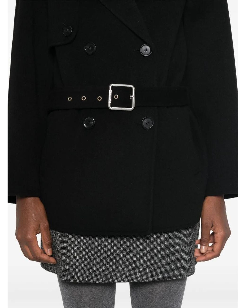 Pinko Jas Met Ceintuur En Dubbele Rij Knopen in het Black