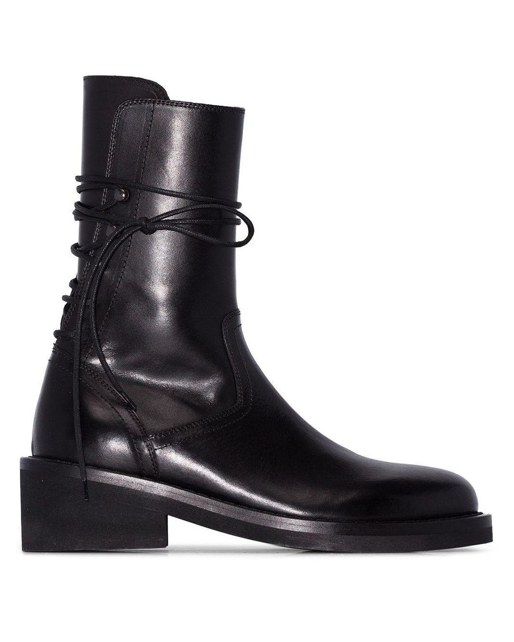 Ann Demeulemeester 60 Rear Lace-up Leather Boots in Black | Lyst