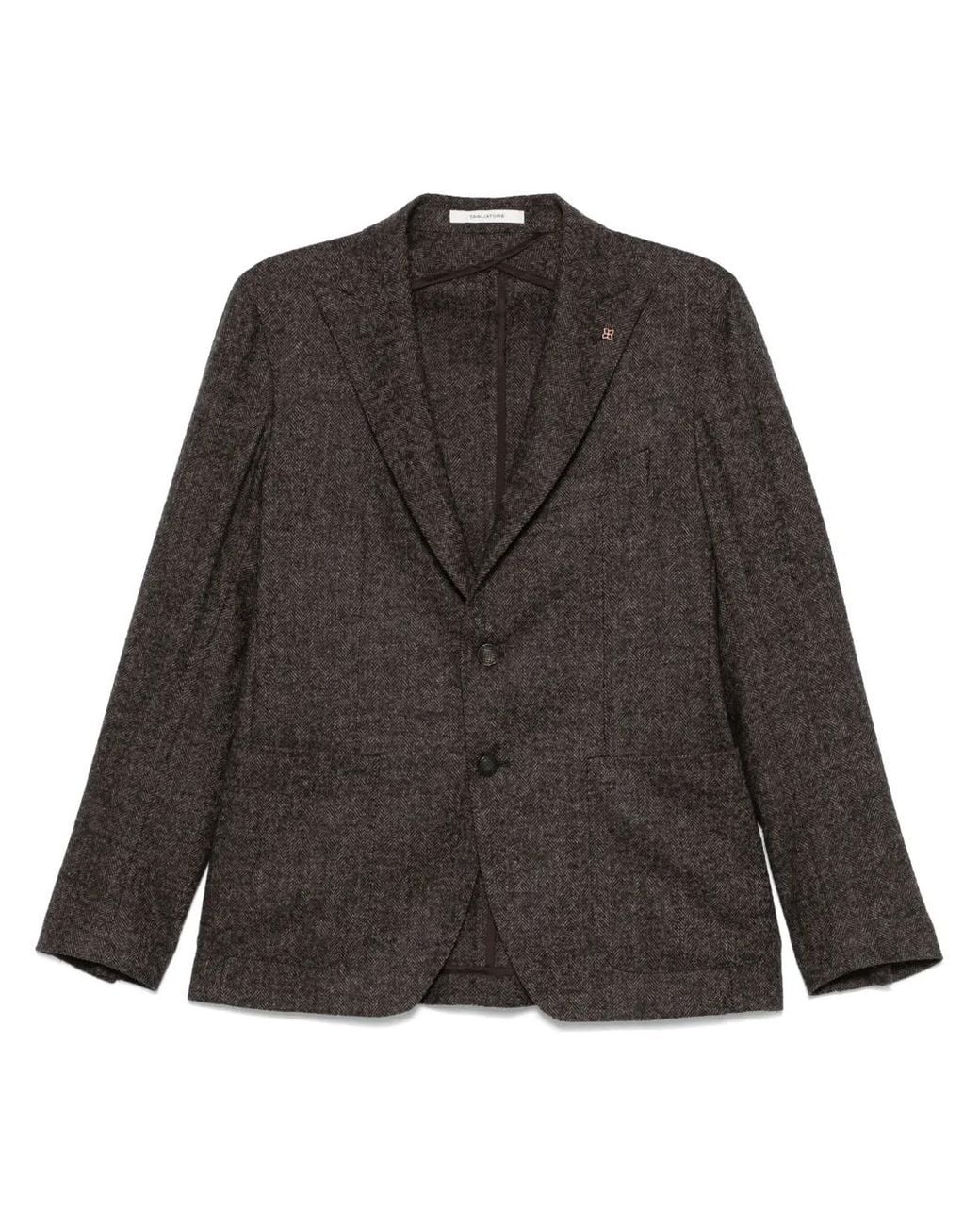 Tagliatore Gray Herringbone-Pattern Blazer for men