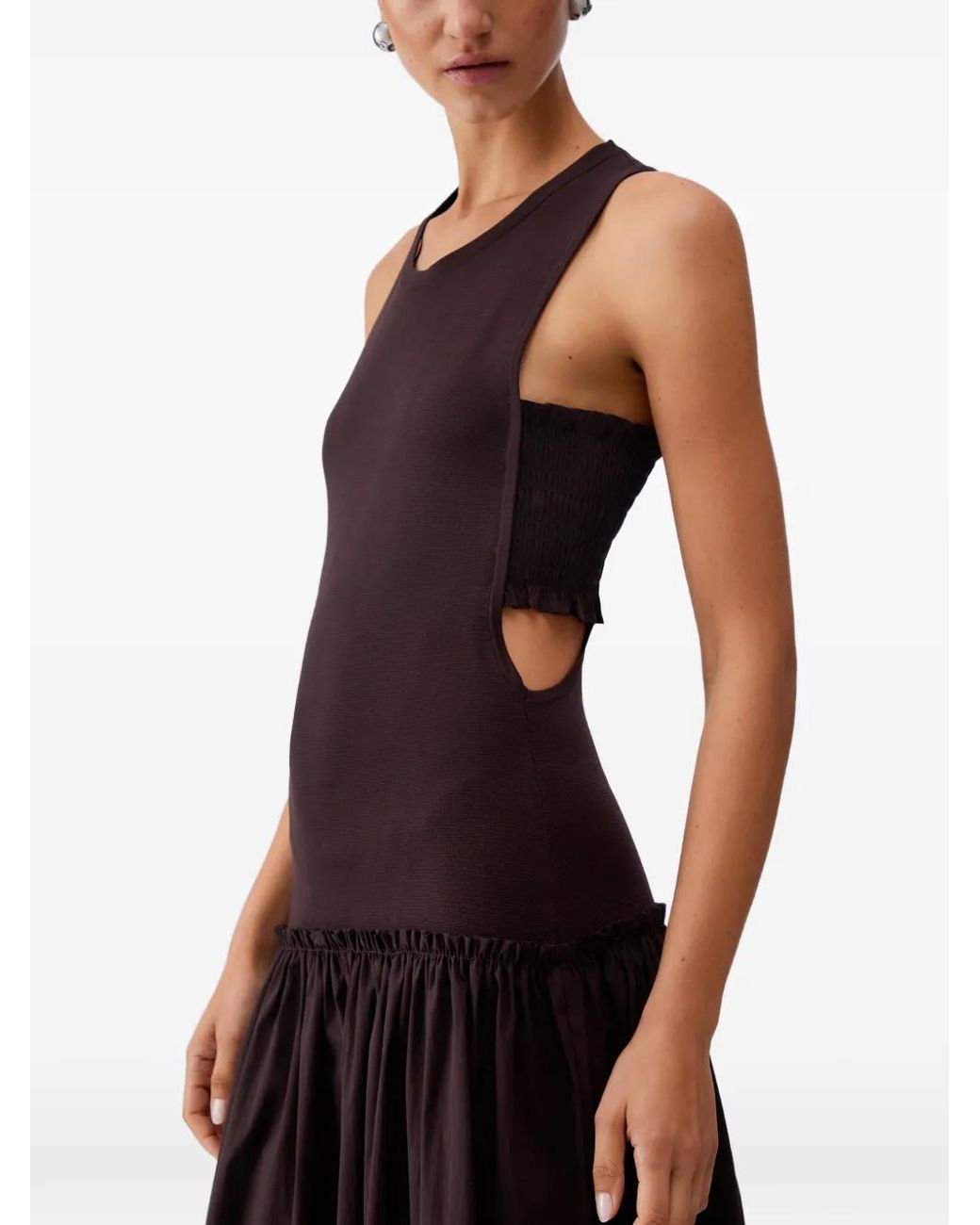 Liu Jo Brown Long Dress With Cut-Out
