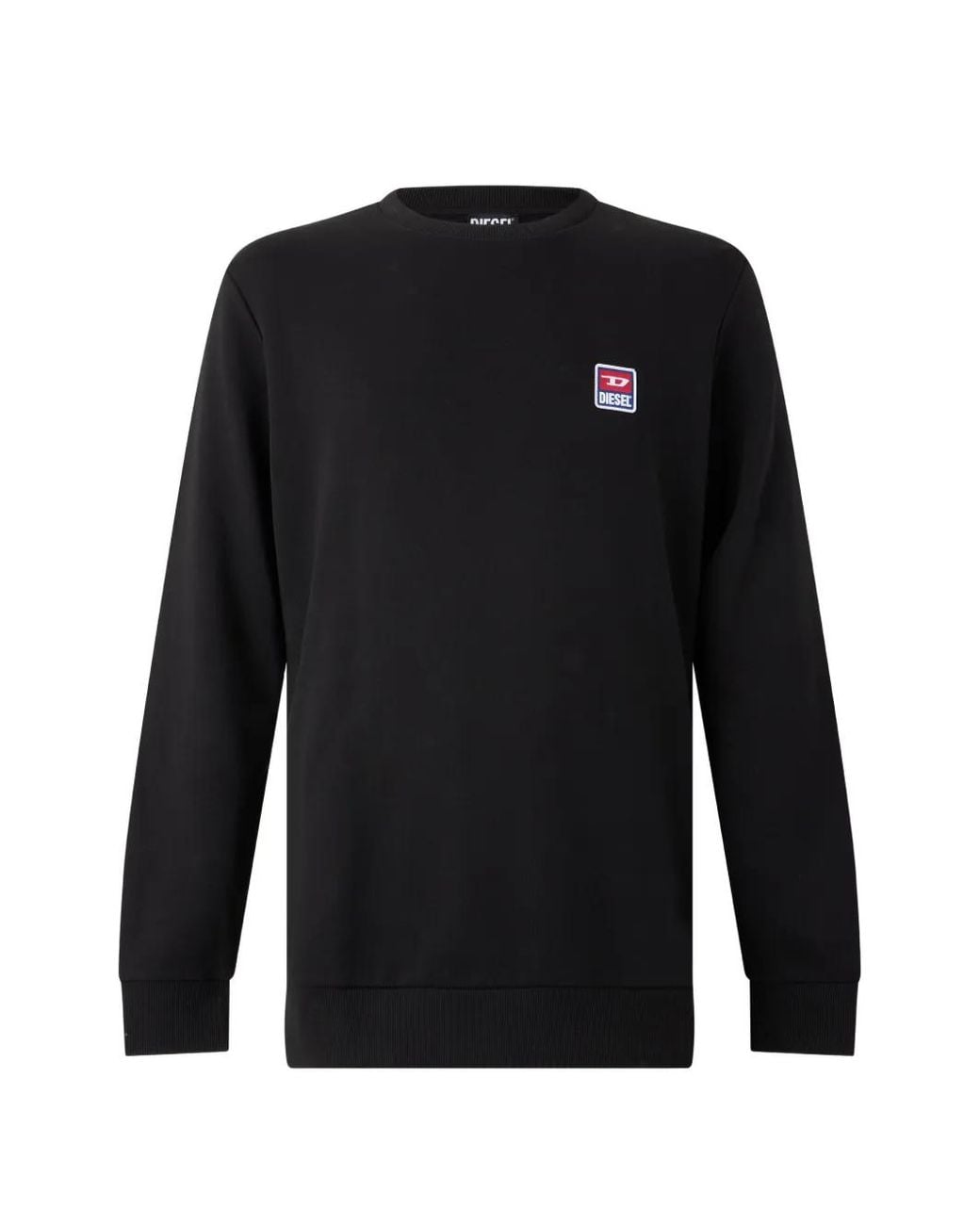 DIESEL Black Logo-Patch Crew-Neck Sweater for men