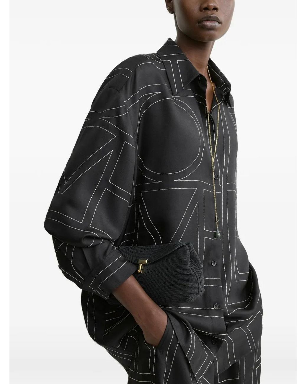 Totême Black Classic Embroidered Shirt