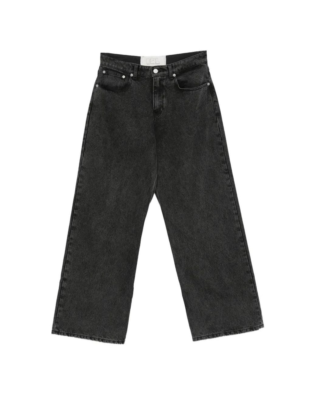 ERL Gray Embroidered-Logo Wide-Leg Jeans for men