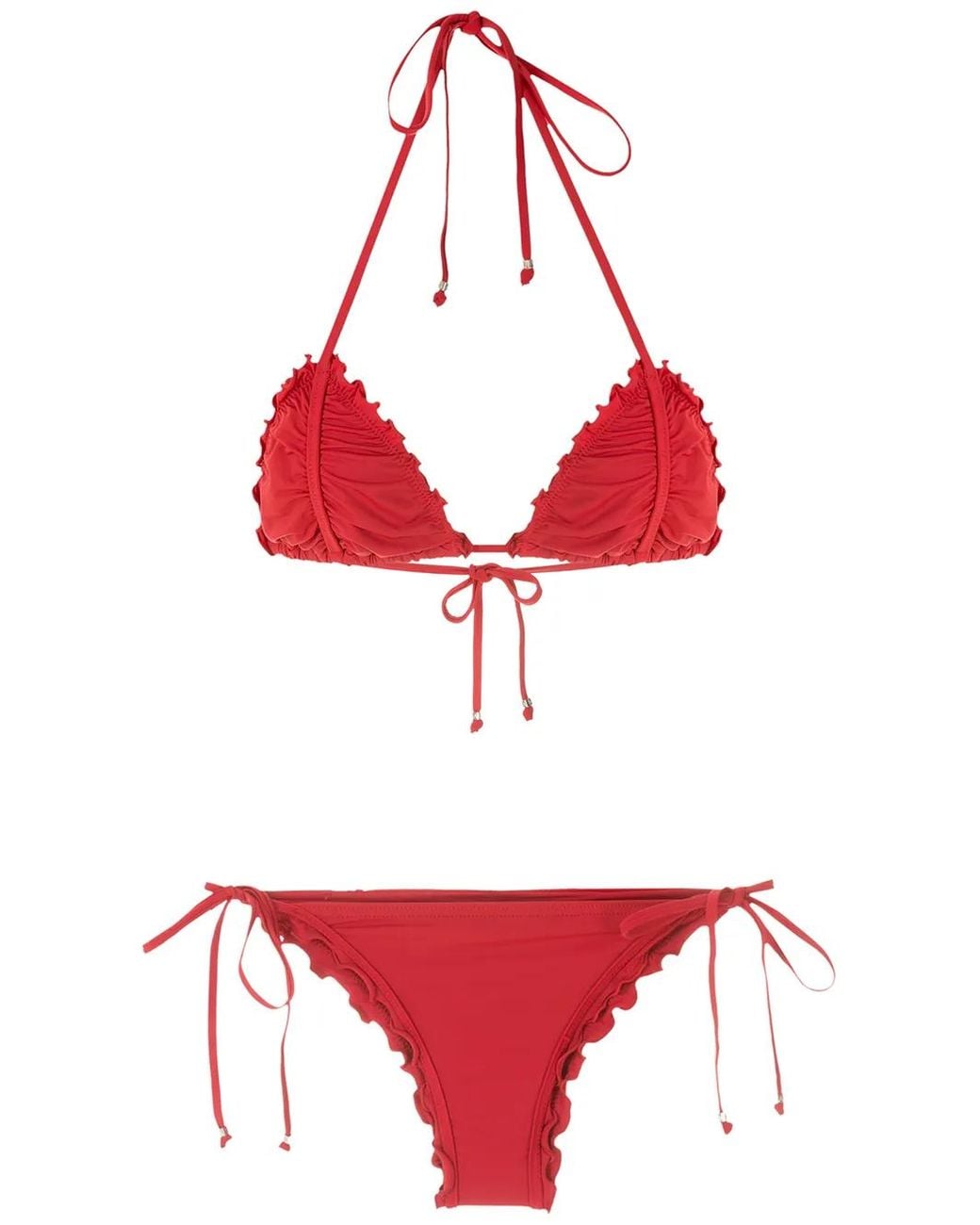 Amir Slama Red Ripple Effect Bikini Set