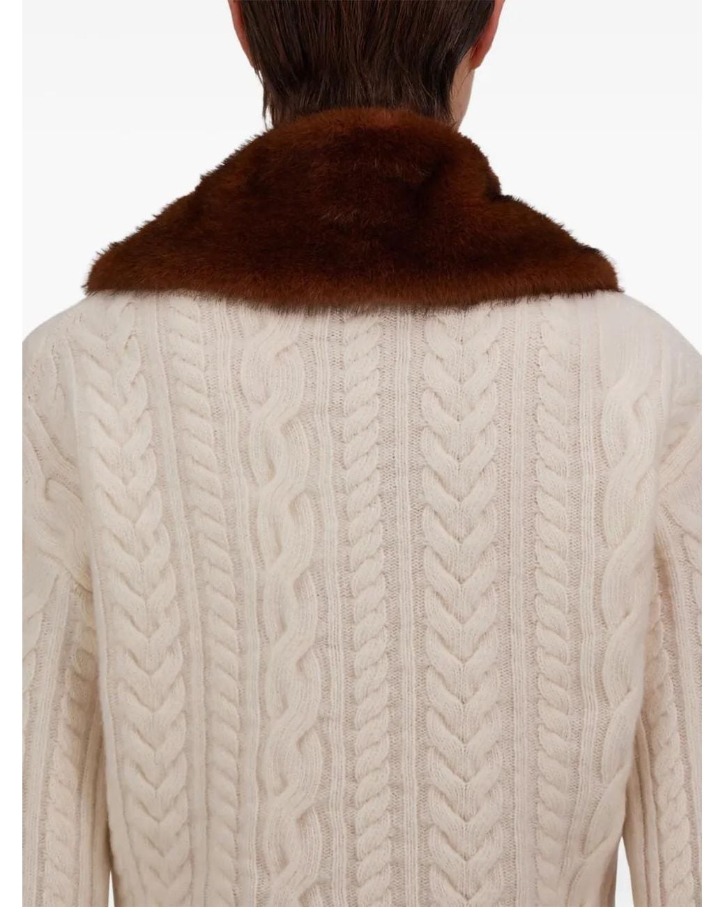 Herno Brown Bow-Detail Faux-Fur Scarf