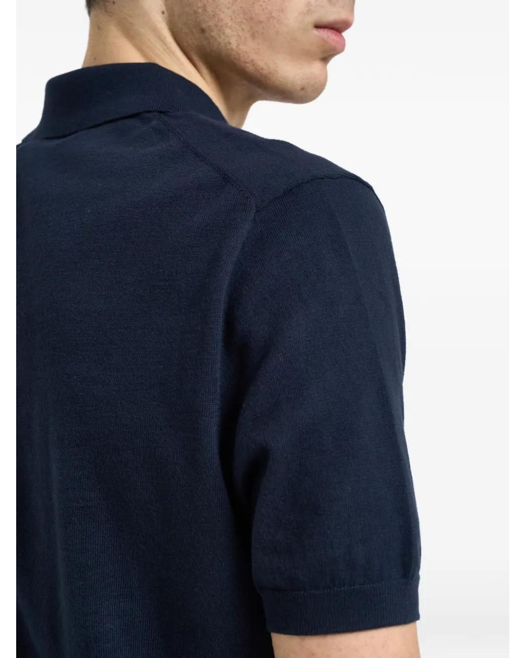 Polo Ralph Lauren Blue Short Sleeves Knit Polo Neck Sweater for men
