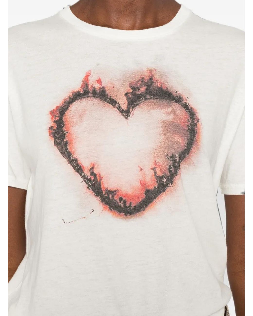 R13 White Heart-Print T-Shirt