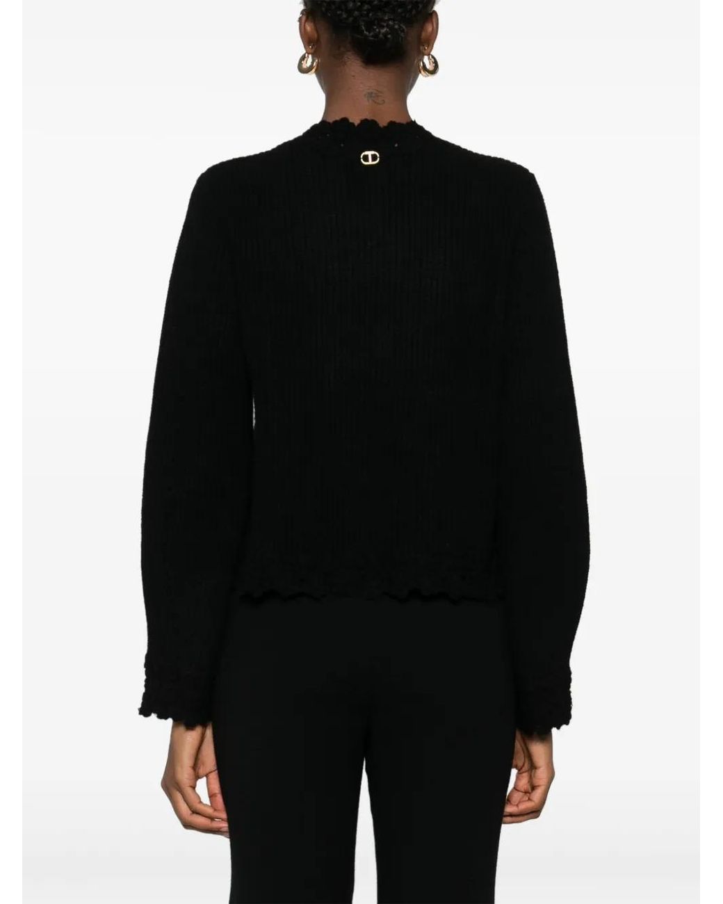 Twinset Black Crochet-Trim Cardigan