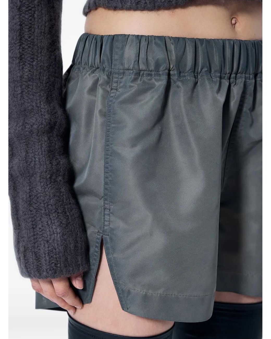 Rick Owens Blue Elasticated-Waistband Mini Shorts