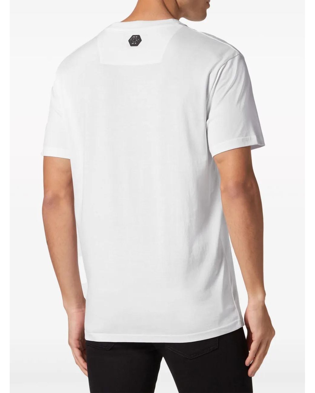 Philipp Plein White Skeleton-Print Cotton T-Shirt for men