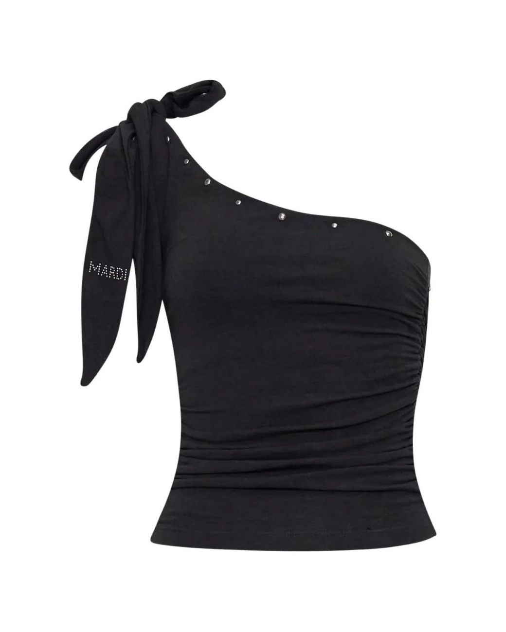 MARDI MERCREDI Black Studded Bow-Detail Top