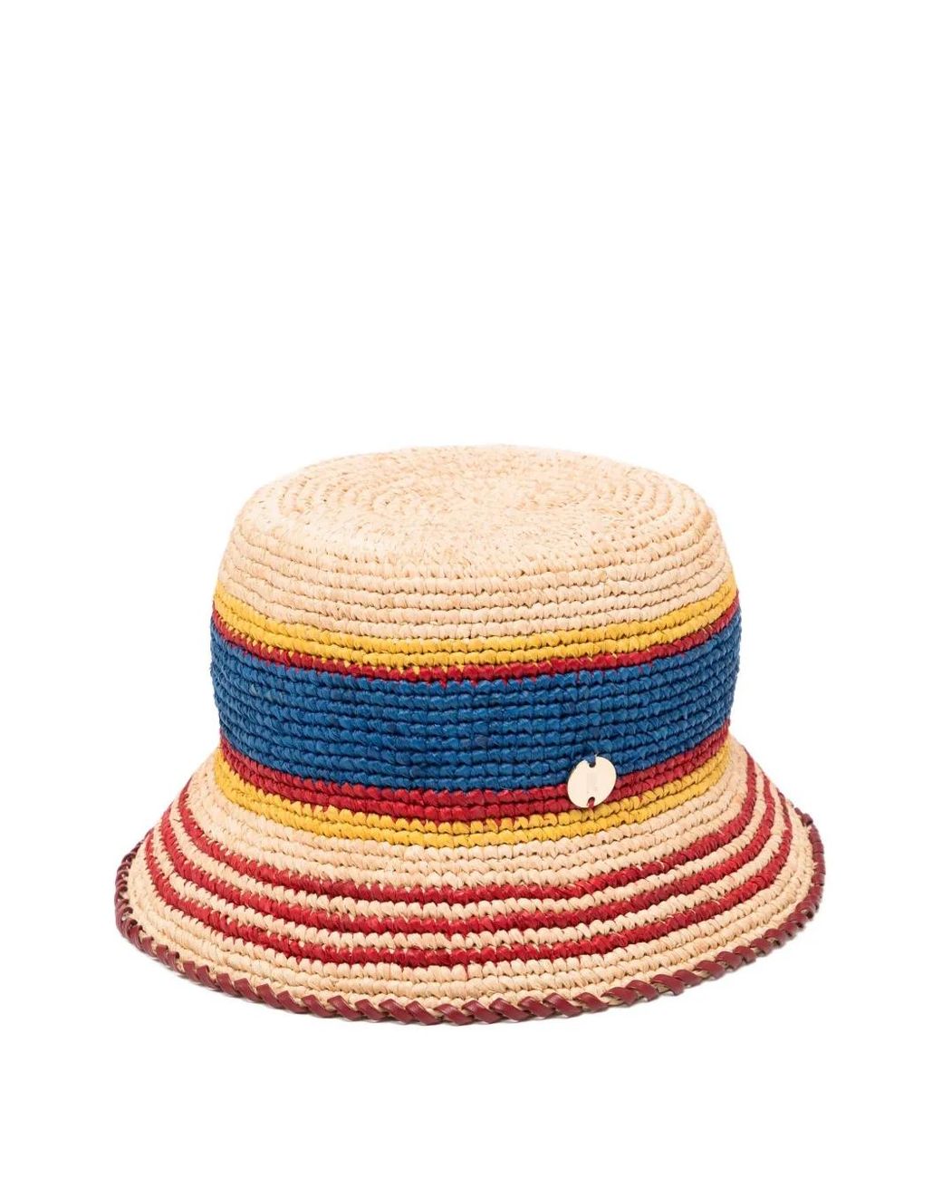 Rabanne Blue Striped Raffia Bucket Hat