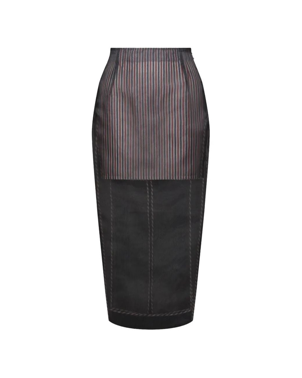 Thom Browne Black Silk Organza High-Waisted Pencil Skirt