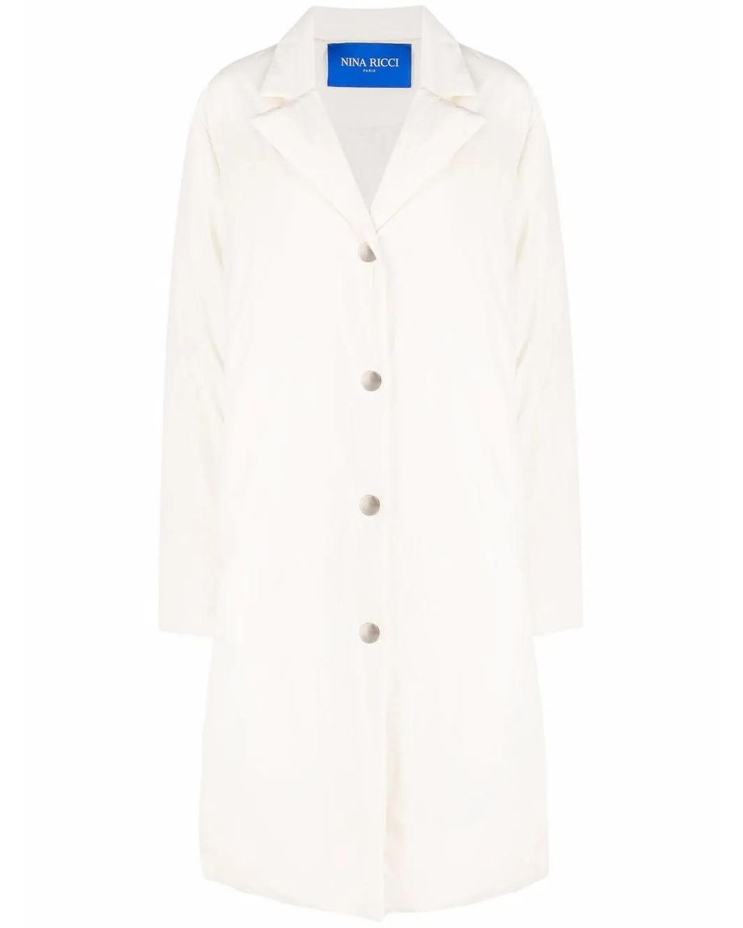 Nina Ricci White Taffeta Padded Cocoon Coat