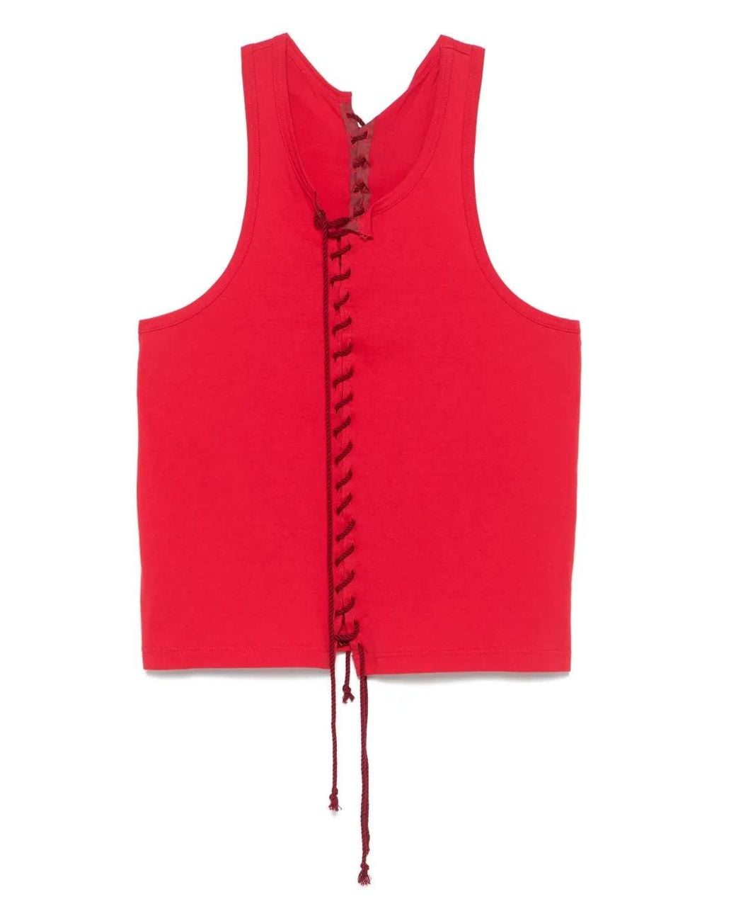 Yohji Yamamoto Red Lace-Up Tank Top for men