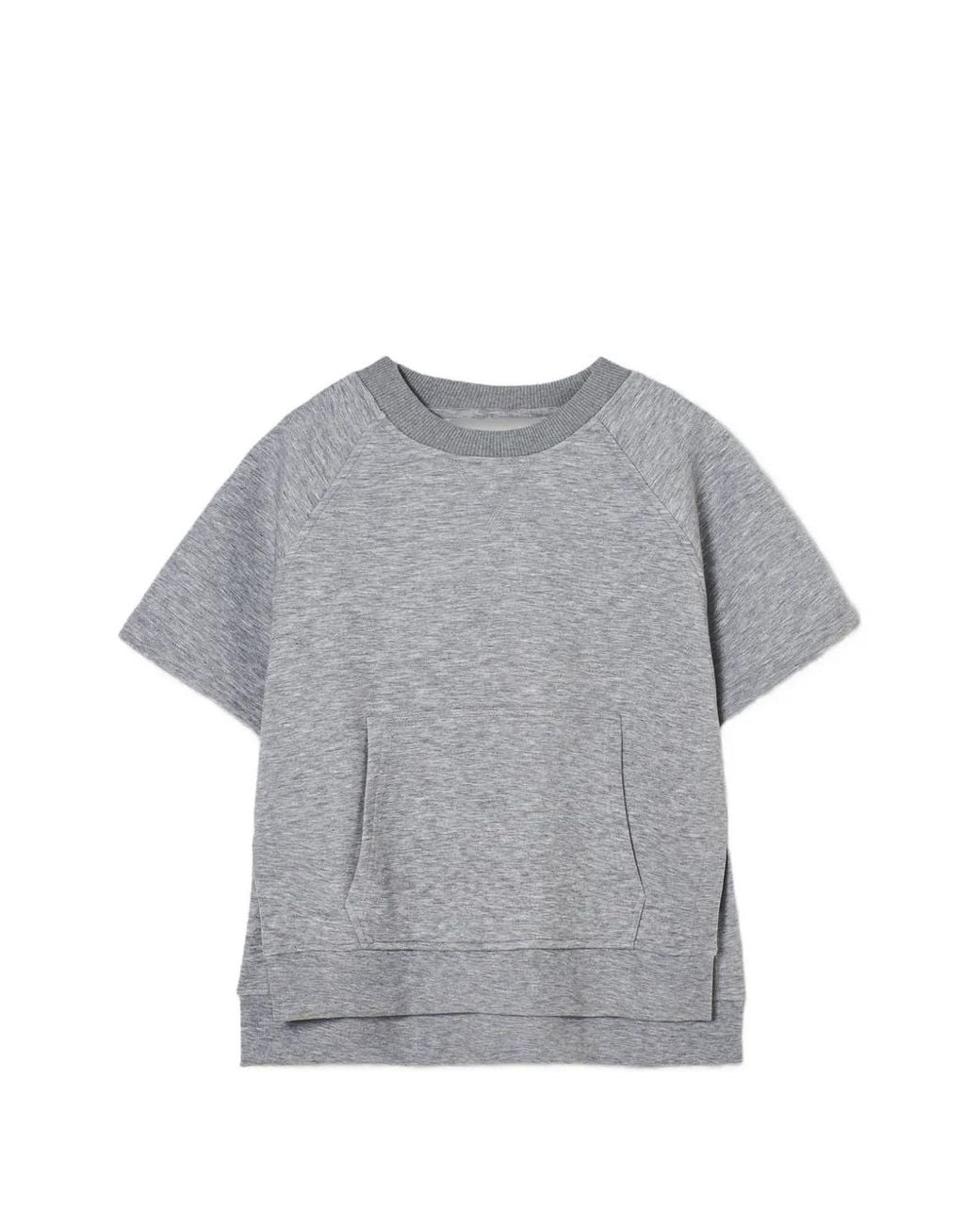 Psophia Gray Short-Sleeved Pouch-Pocket Sweater