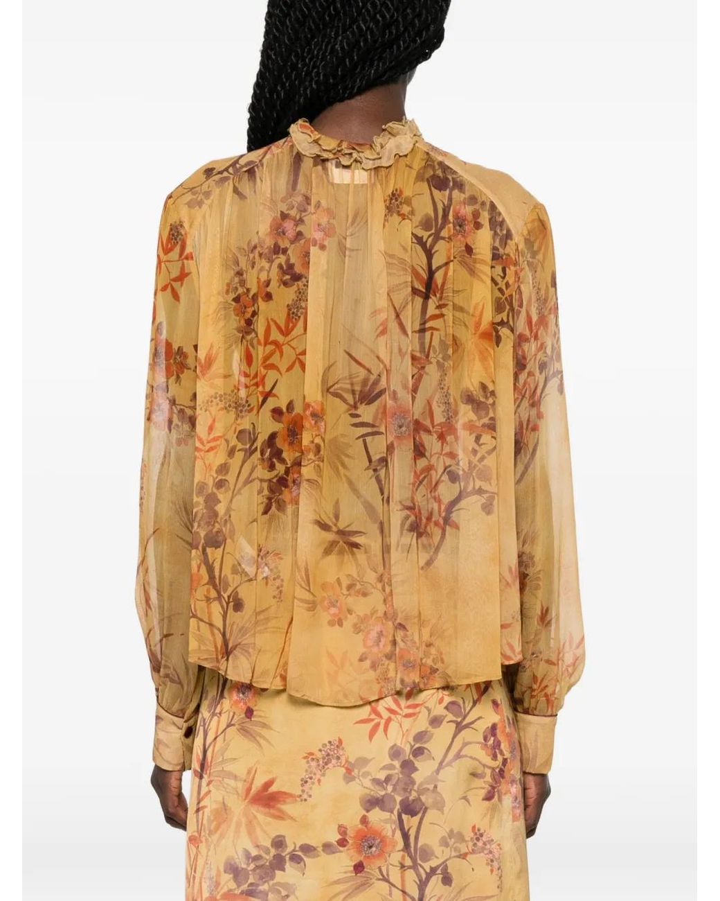 Forte_forte Natural Floral-Print Ruffled Blouse