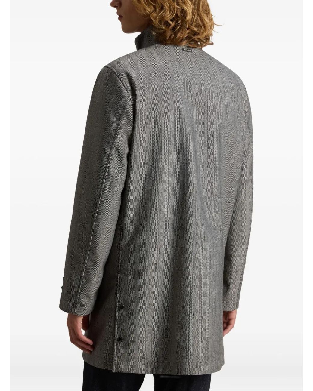 Woolrich Gray Herringbone-Pattern Coat for men