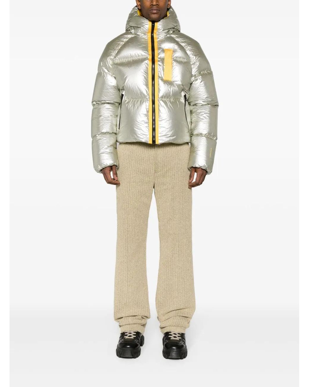 Givenchy Gray Laminated Hooded Puffer Jacket for men