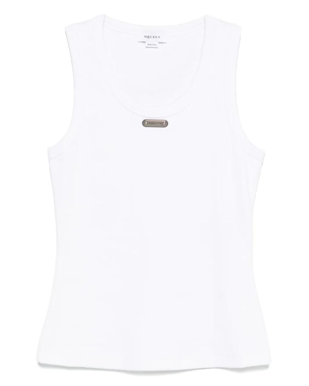 Alexander McQueen White Cotton Logo-Plaque Tank Top