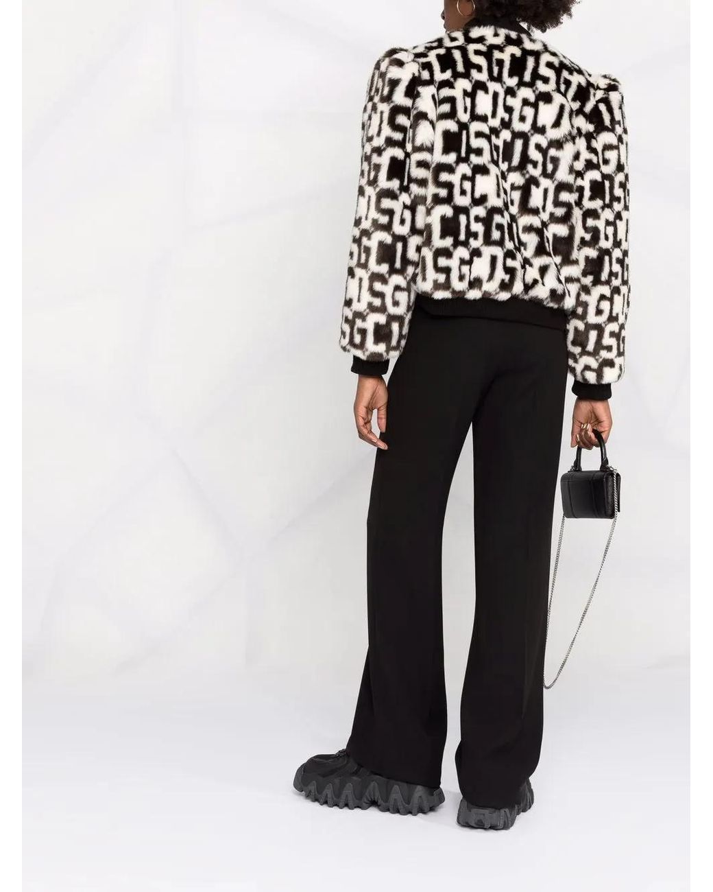 Gcds Black Monogram-Pattern Bomber Jacket