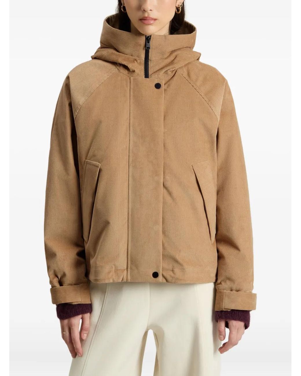 Woolrich Natural Cropped Jacket With High Collar