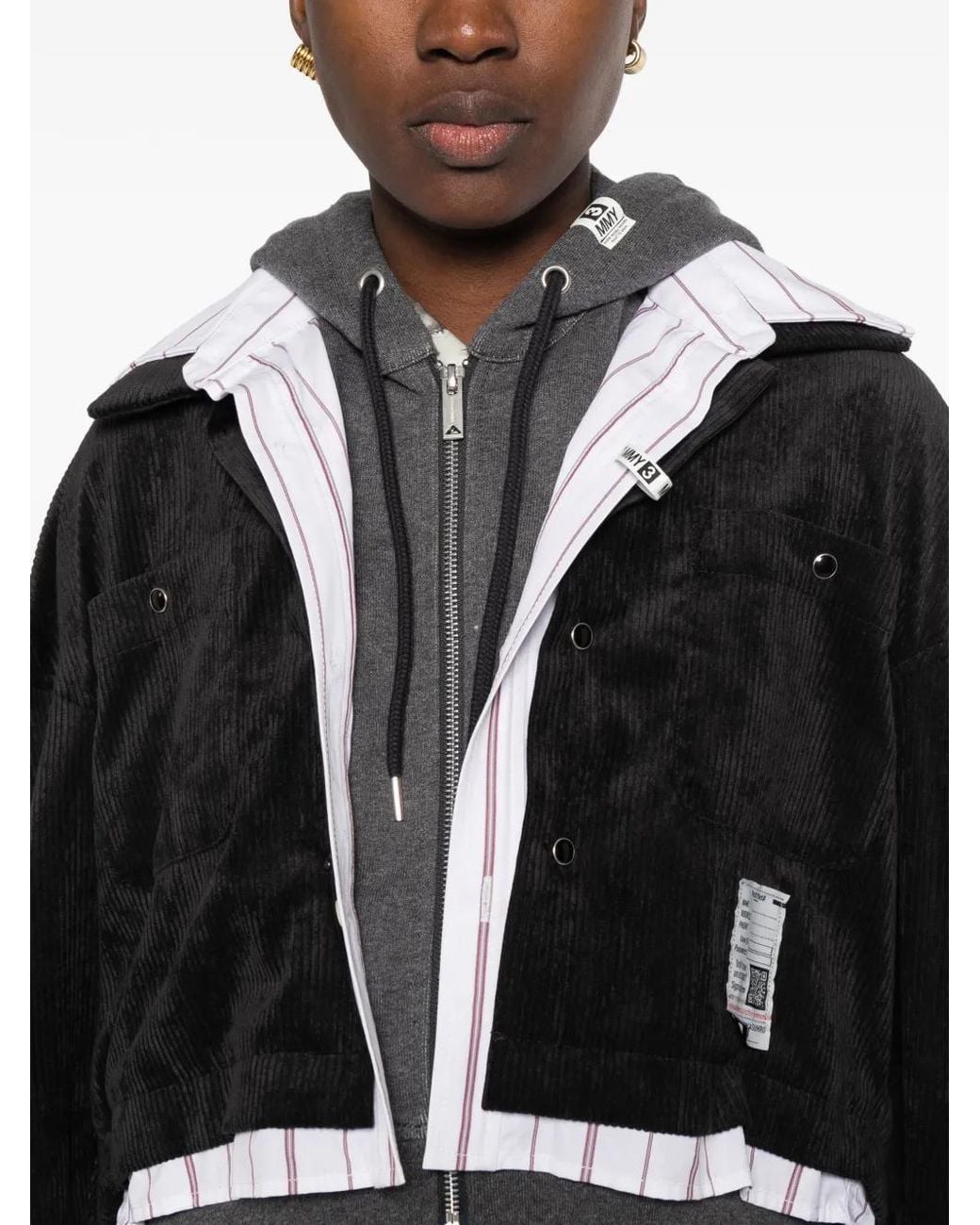 Maison Mihara Yasuhiro Black Layered-Effect Corduroy Shirt