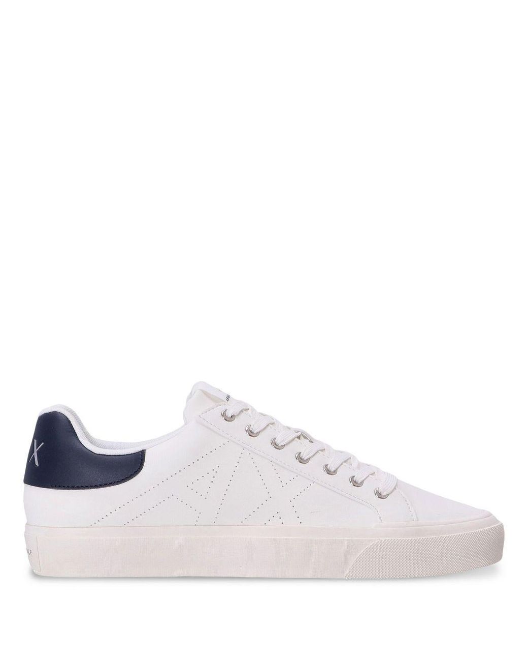 Armani Exchange Logo-perforated Leather Sneakers in White for Men | Lyst UK