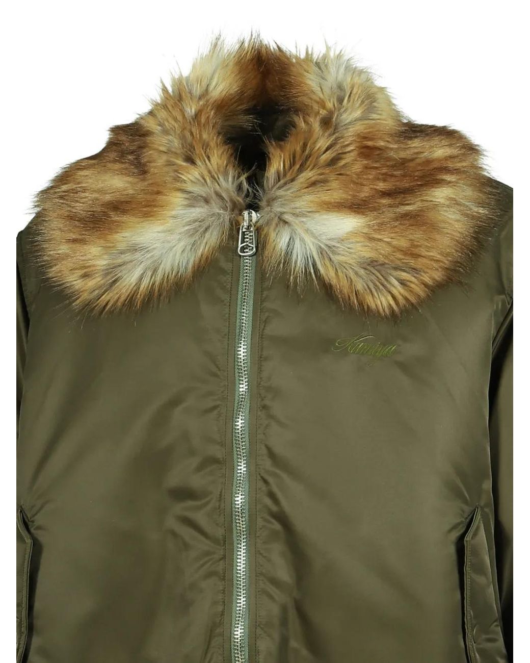 KAMIYA Green Faux-Fur Collar Flight Jacket for men