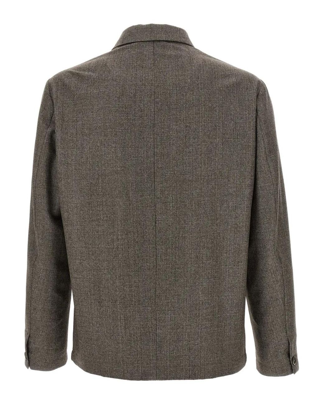 Barena Gray Patch-Pocket Button-Closure Shirt for men