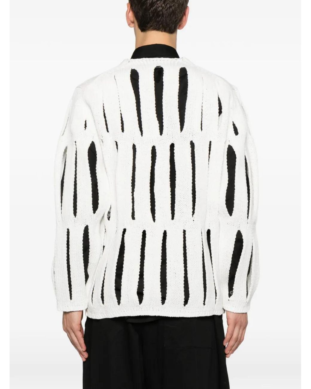 Comme des Garçons White Cut-Out Knit Sweater for men