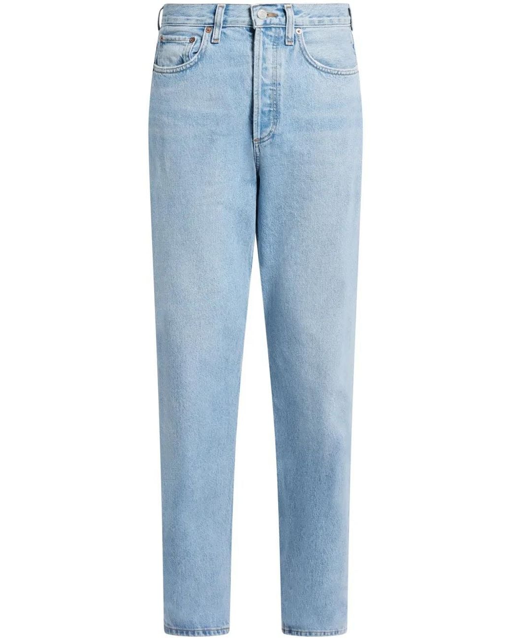 Agolde Blue High-Rise Straight-Leg Jeans