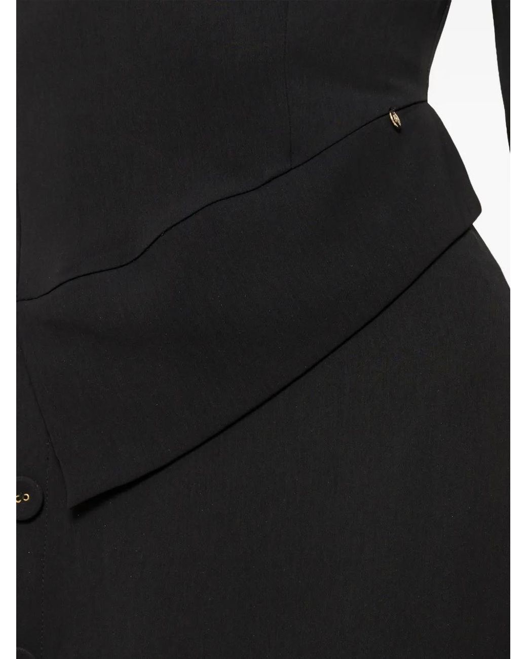 Nissa Black Button-Detail Midi Dress