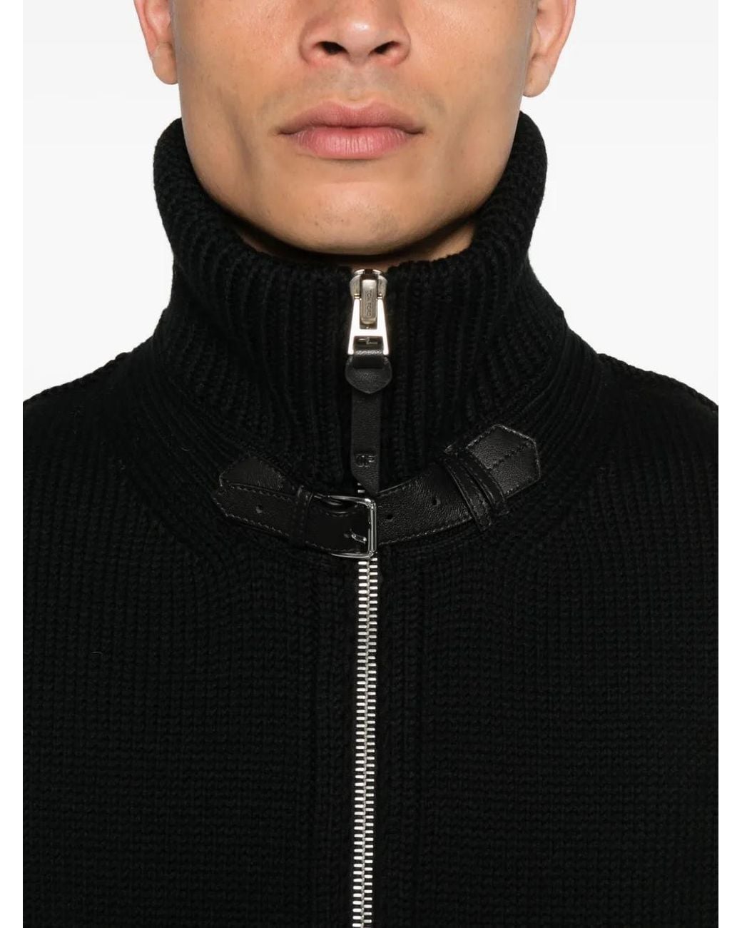 Tom Ford Geribbeld Wollen Jack Met Rits in het Black voor heren