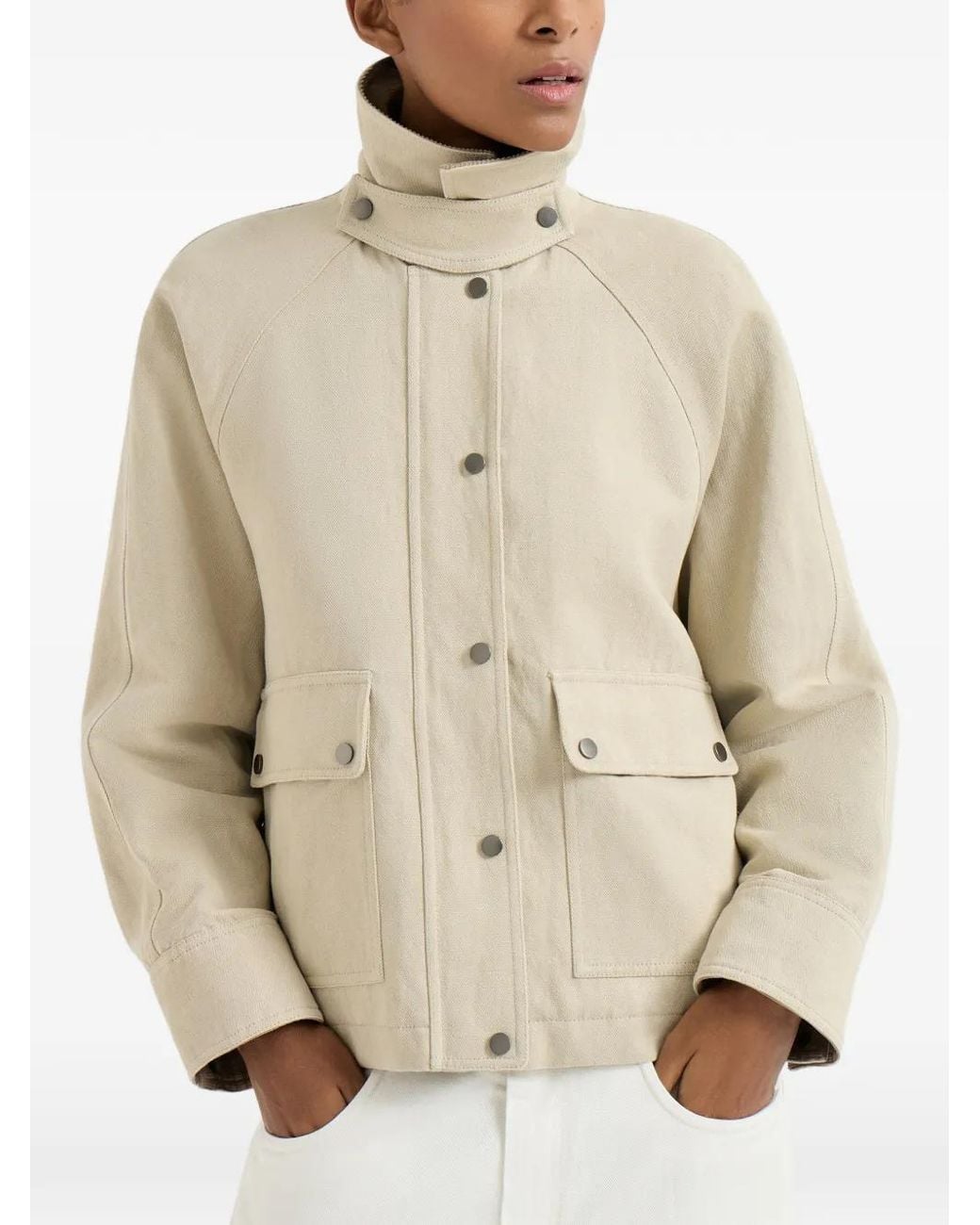 Brunello Cucinelli Natural Corduroy-Collar Jacket