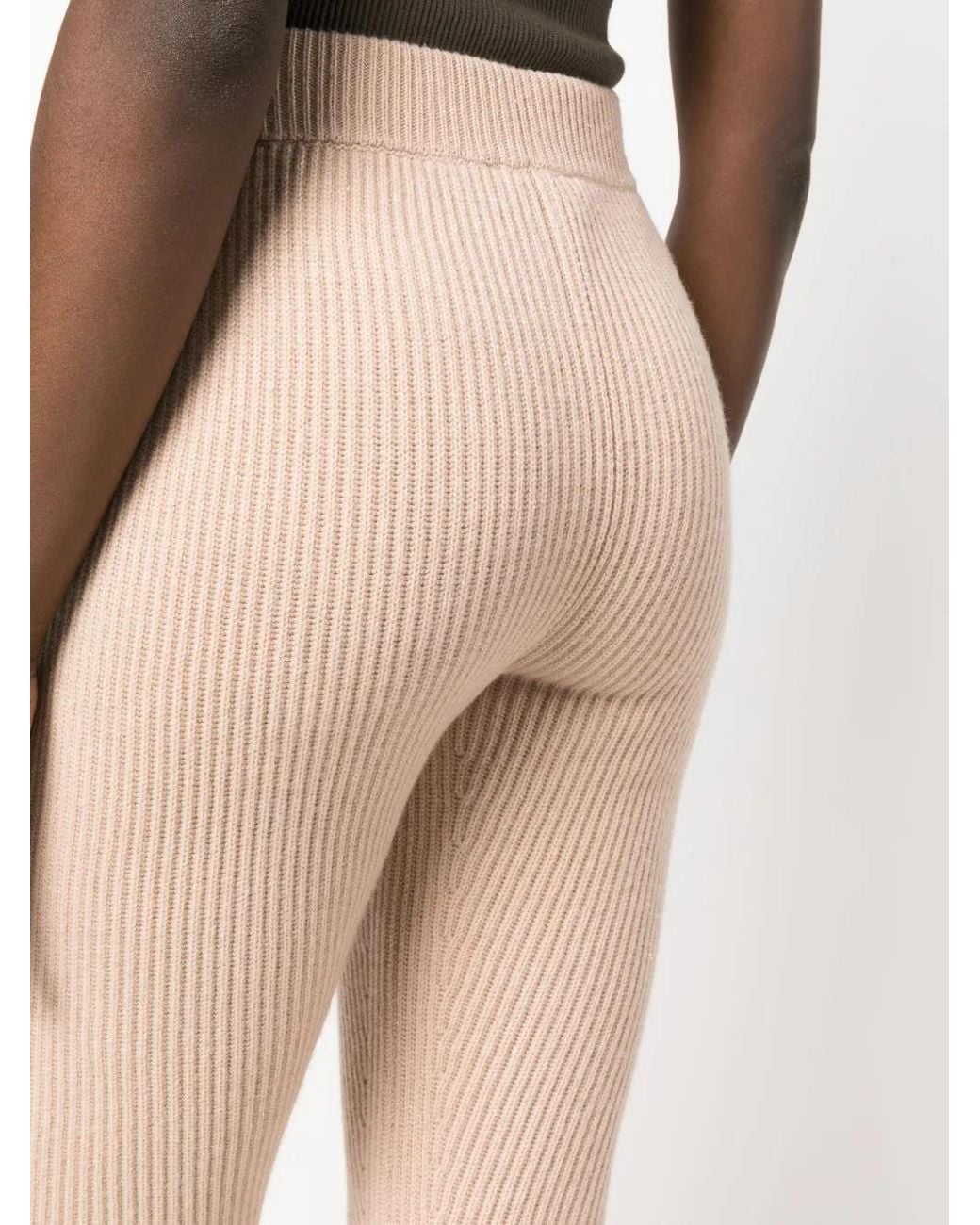 Peserico Natural High-Waist Knitted Trousers