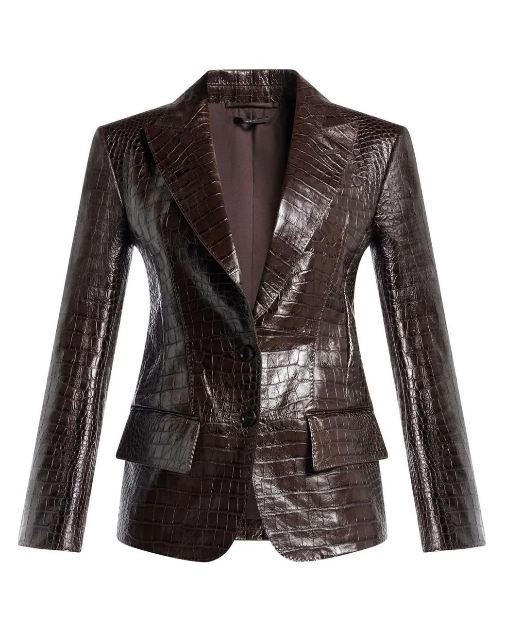 Tom Ford Leren Blazer Met Slangenleer-Effect in het Black