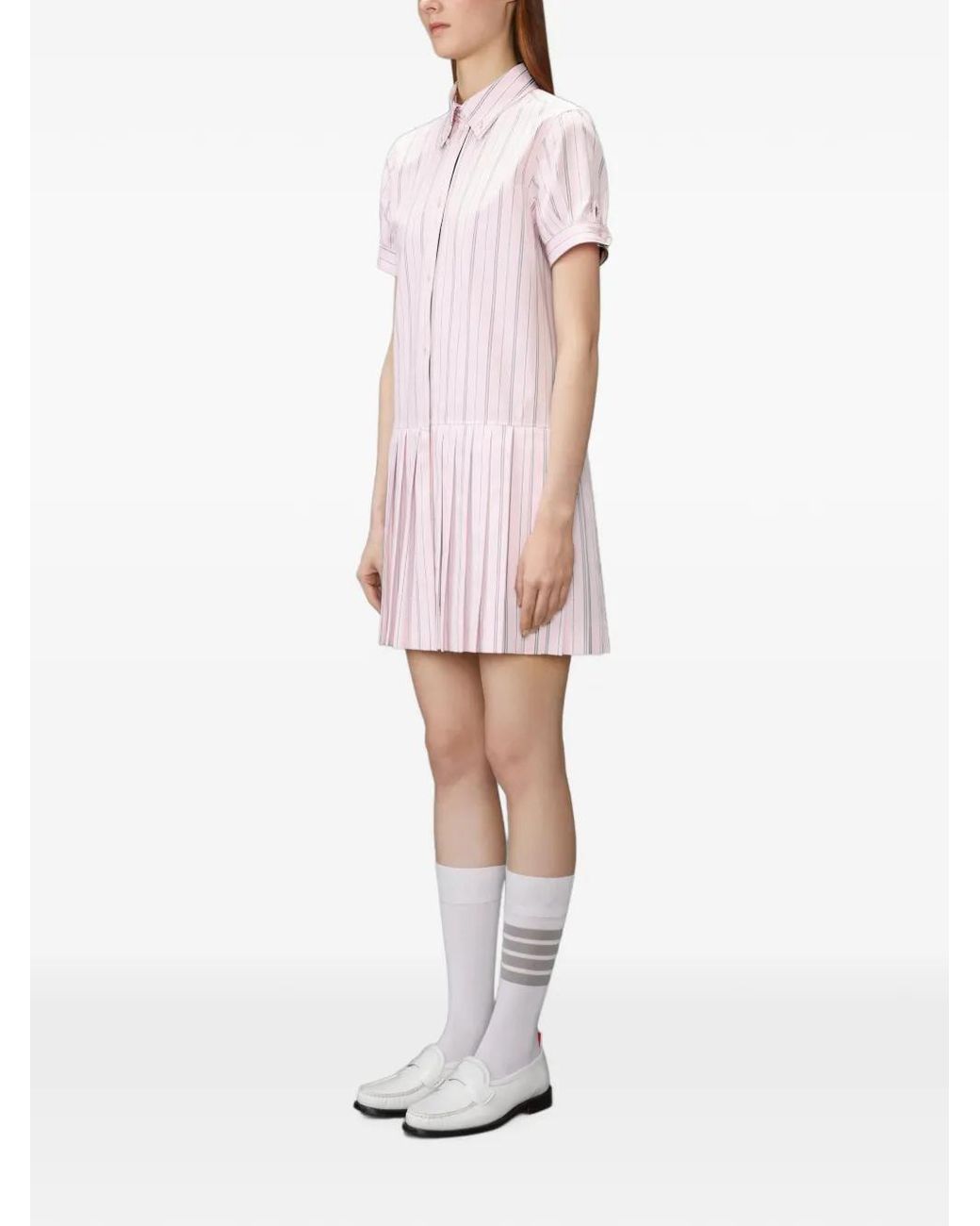 Thom Browne Pink Robe Courte À Design Plissé