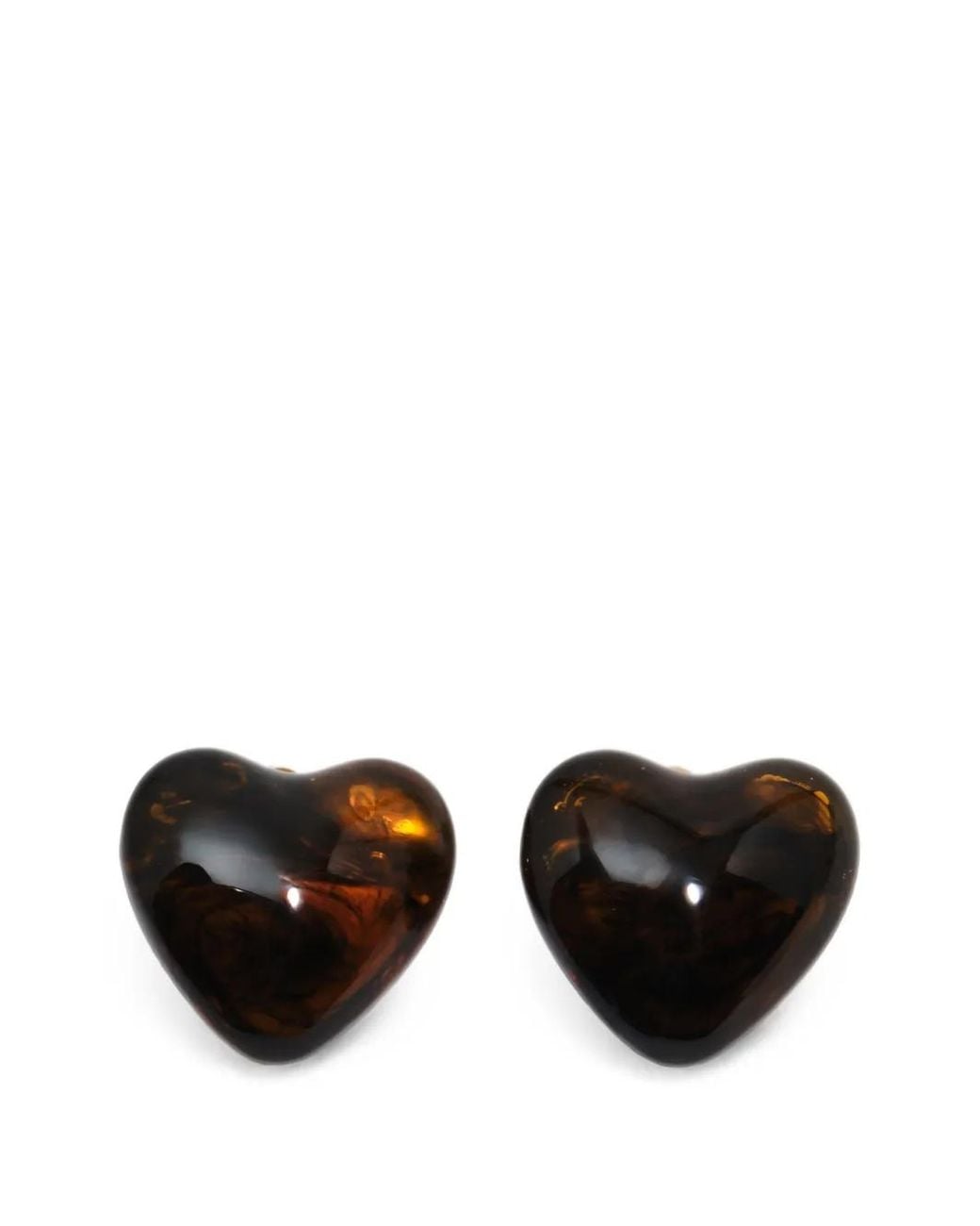 Bimba Y Lola Black Amber Resin Hearts Earrings